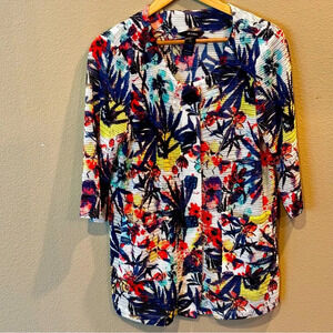 Ali Miles Women’s Floral Button Down Cardigan Size PM, Artsy Multicolor Tropical